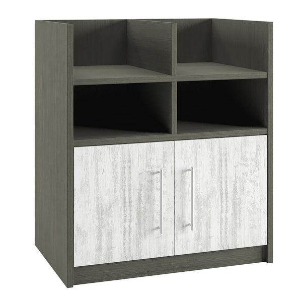 Workstation Storage Cabinet with Open Compartments and 2 Doors (Without Top)