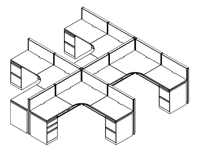 Compile 4 Person 42"H 6' x 6' Workstation Typical