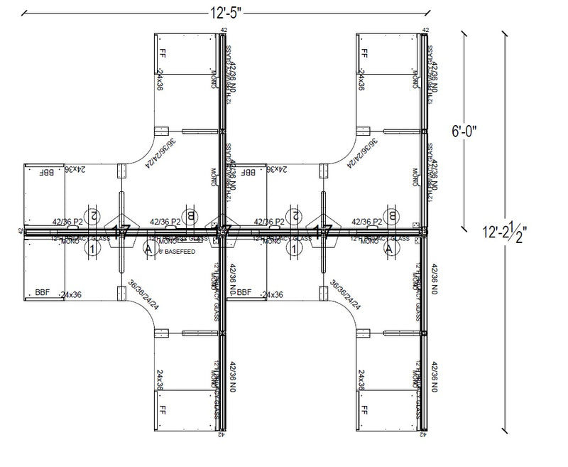 Compile 4 Person 54"H 6' x 6' Workstation Typical