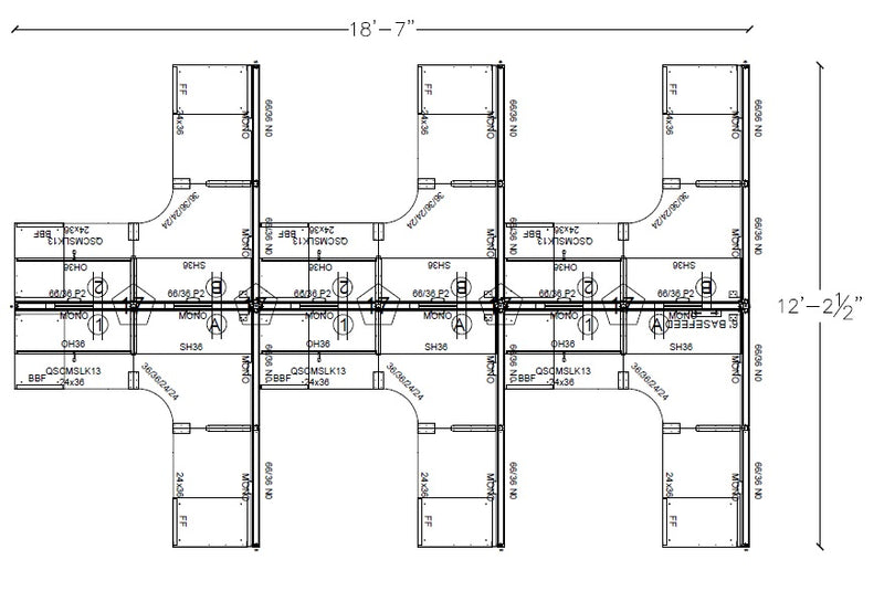 Compile 6 Person 66"H 6' x 6' Workstation Typical