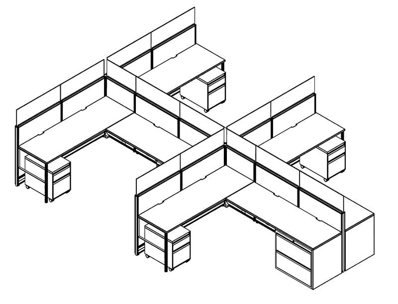 Compile 4 Person 54"H 6' x 8' Workstation Typical