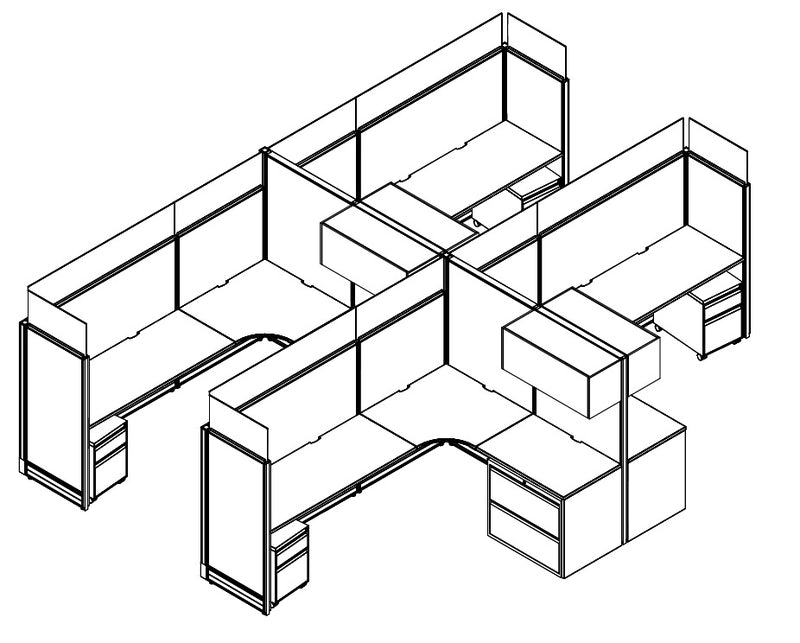 Compile 4 Person 66"H 6' x 8' Workstation Typical