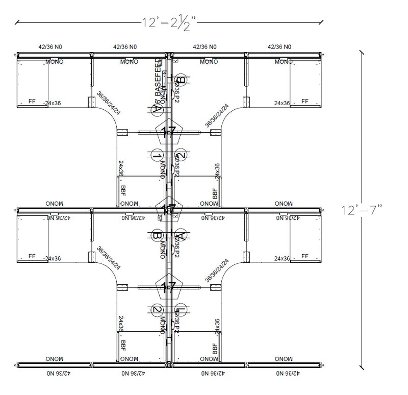 Compile 4 Person 42"H 6' x 6' Workstation Typical