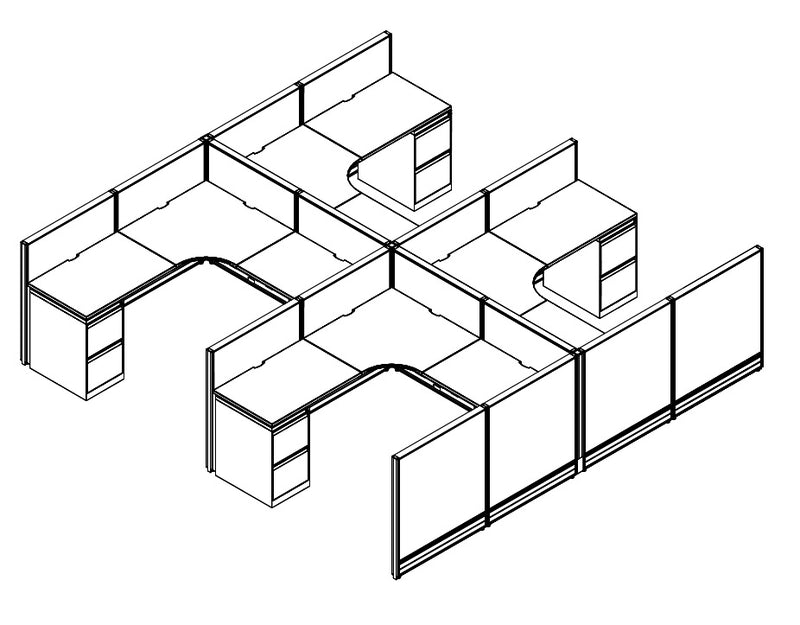 Compile 4 Person 42"H 6' x 6' Workstation Typical