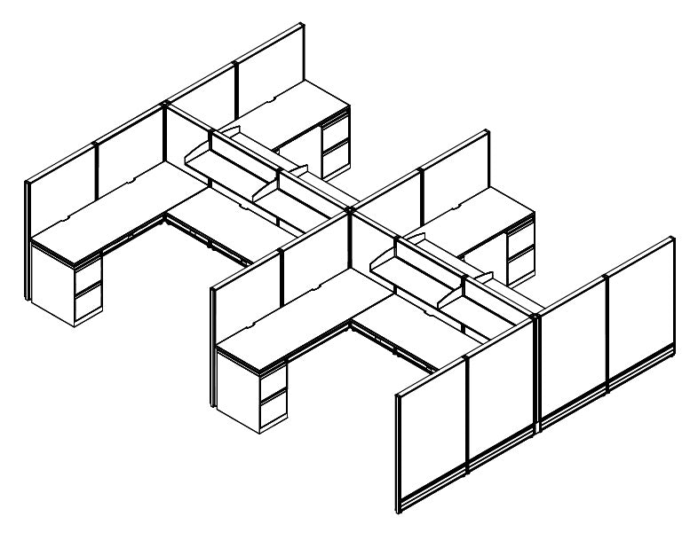 Compile 4 Person 54"H 6' x 8' Workstation Typical