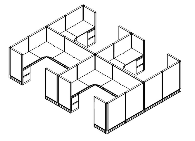 Compile 4 Person 54"H 6' x 8' Workstation Typical