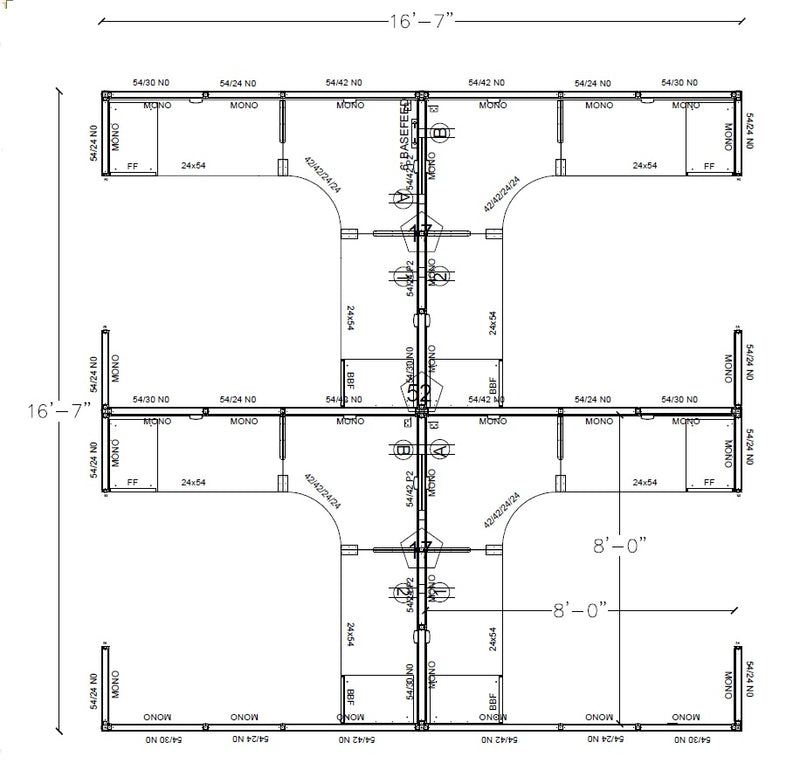 Compile 4 Person 54"H 8' x 8' Workstation Typical