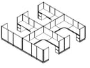 Compile 4 Person 54"H 8' x 8' Workstation Typical
