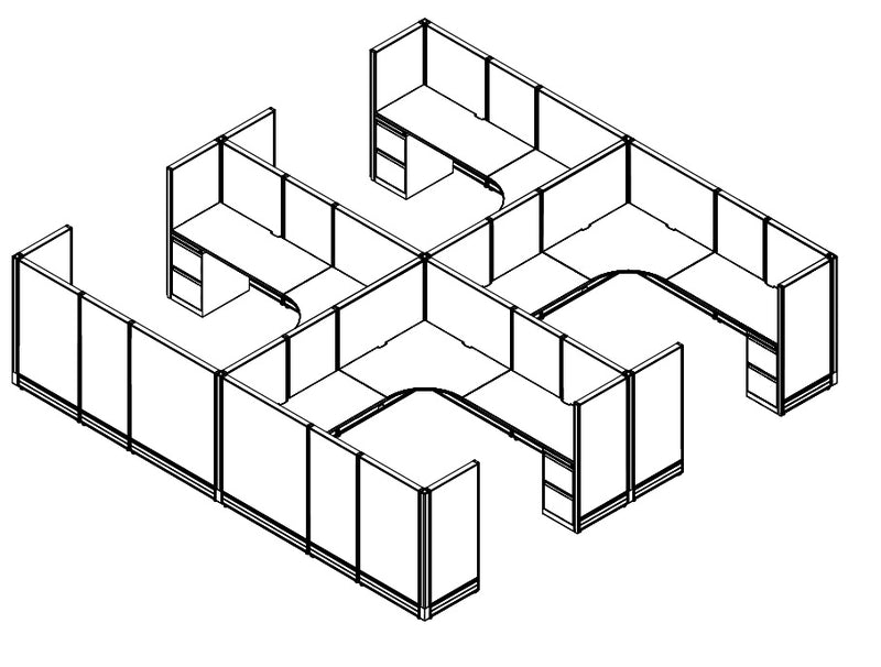 Compile 4 Person 54"H 8' x 8' Workstation Typical