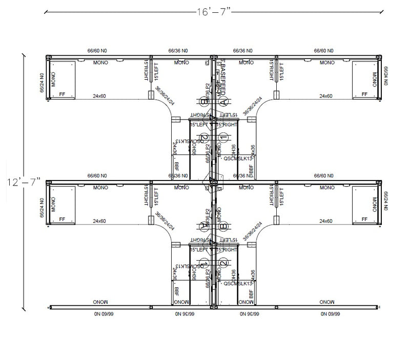 Compile 4 Person 66"H 6' x 8' Workstation Typical