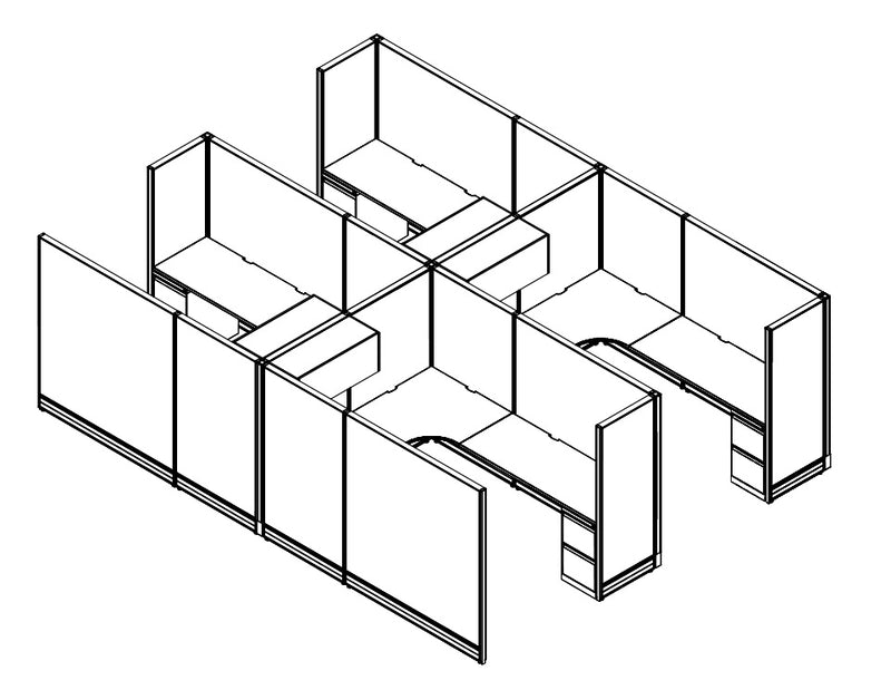 Compile 4 Person 66"H 6' x 8' Workstation Typical