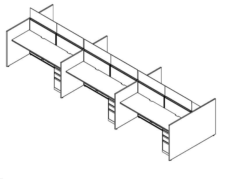 Compile 6 Person 54"H 2' x 6' Workstation Typical