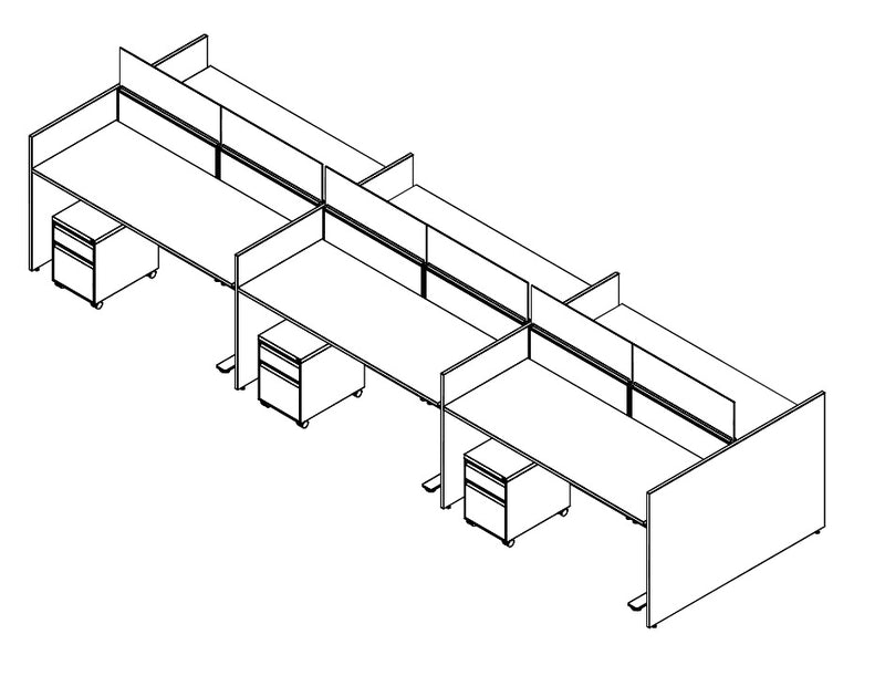 Compile 6 Person 54"H 2' x 6' Sit To Stand Workstation Typical