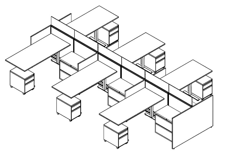 Compile 6 Person 54"H 6' x 6' Sit To Stand Workstation Typical