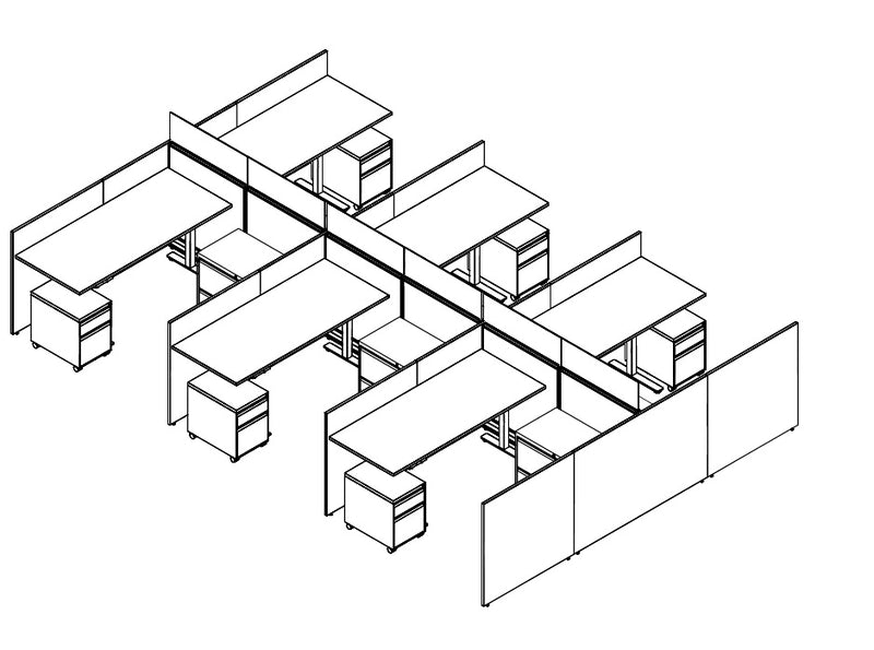 Compile 6 Person 54"H 6' x 6' Sit To Stand Workstation Typical