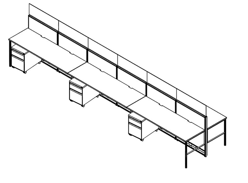 Compile 6 Person 54"H 2' x 6' Workstation Typical