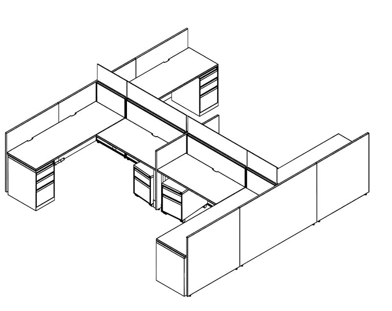 Compile 4 Person 54"H 6' x 6' Workstation Typical