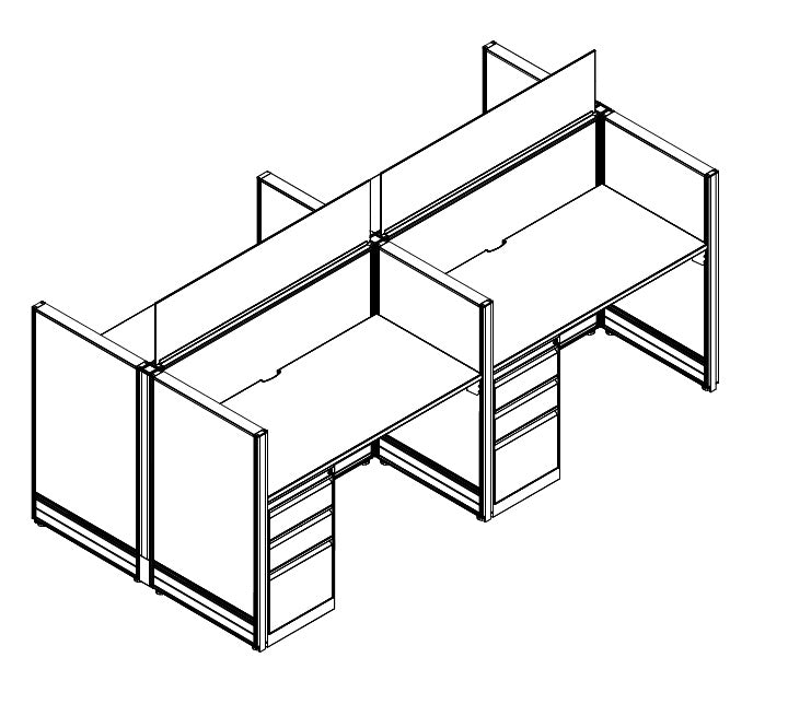 Compile 4 Person 54"H 2' x 4' Workstation Typical