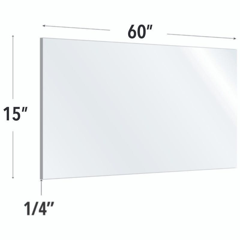 SafeGuard Barrier Clear Acrylic Screen with Square Edges - 60"W x 15"H