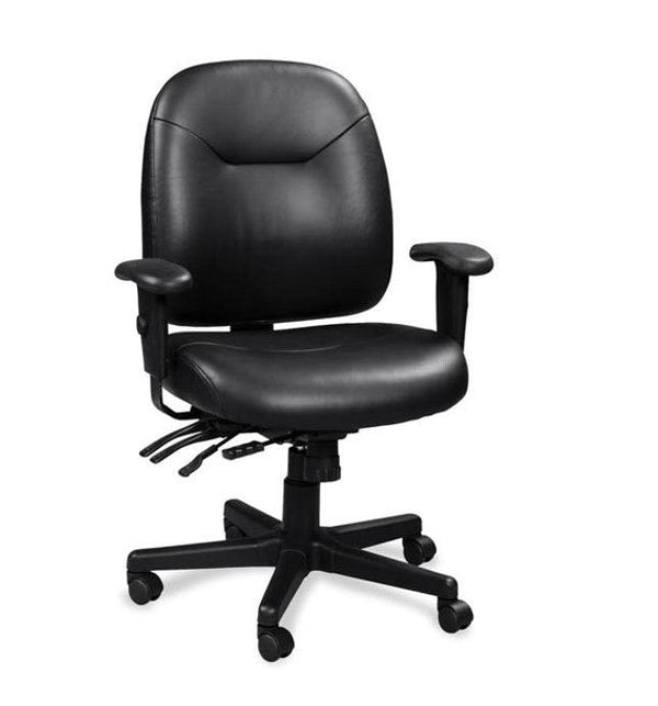 4X4 LE Series Black Leather Mid Back Multifunction Swivel Office Chair