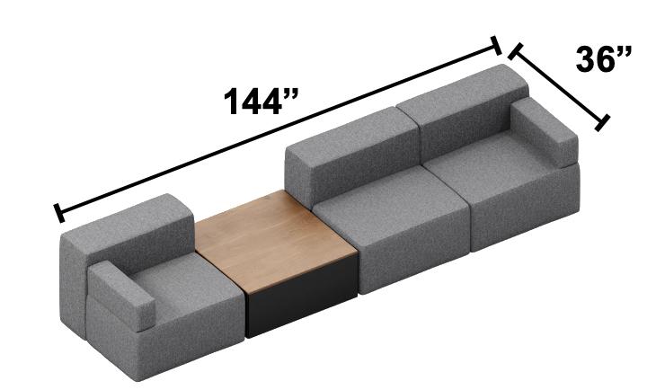 KFI Studios Conversa Collection 4 Piece Modular Sectional with Table