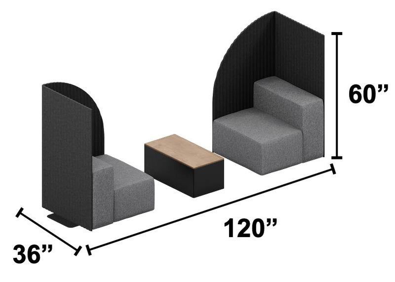 KFI Studios Conversa Modular Lounge Seating Set with Privacy Screens and Table