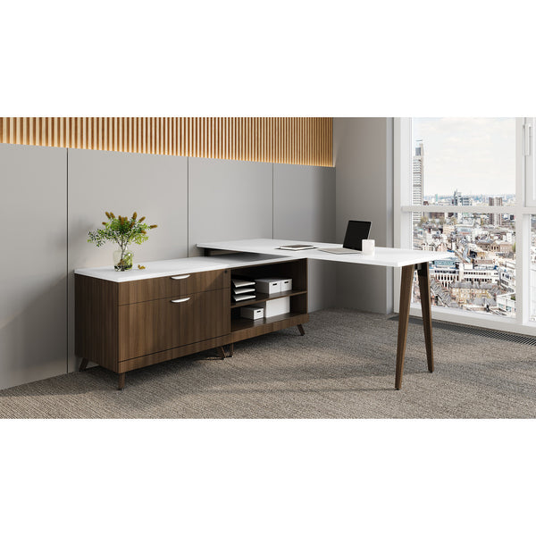 Variant Modern L Shaped Desk with Drawers Cabinet