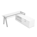 Variant 24"D L-Shaped Desk w/Desk Riser - Oblique Style