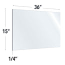 SafeGuard Barrier Clear Acrylic Screen with Rounded Edges - 36"W x 15"H