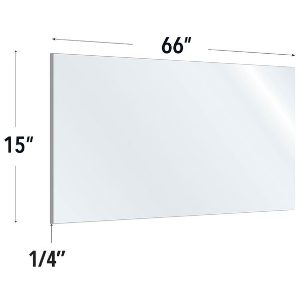 SafeGuard Barrier Clear Acrylic Screen with Rounded Edges - 60"W x 15"H