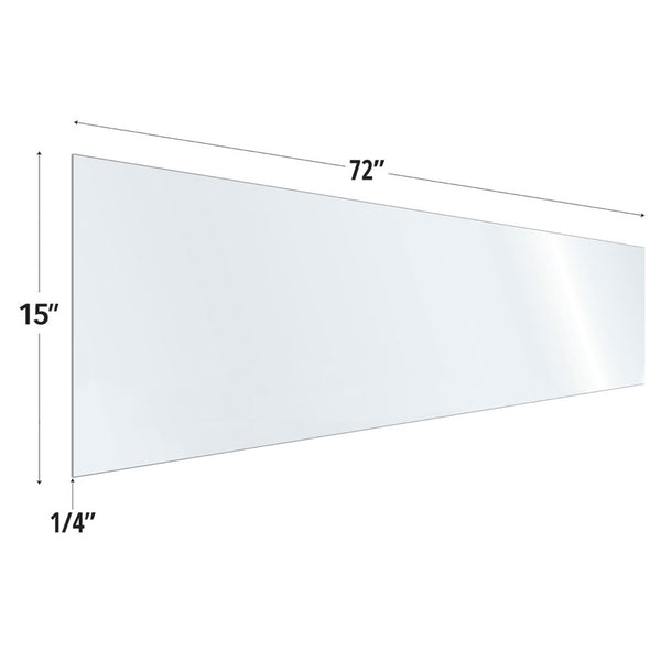 SafeGuard Barrier Clear Acrylic Screen with Rounded Edges - 72"W x 15"H