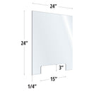 SafeGuard Barrier Clear Acrylic Screen with Transaction Cutout - 24"W x 24"H