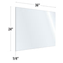 SafeGuard Barrier Clear Acrylic Screen with Square Edges - 36"W x 24"H