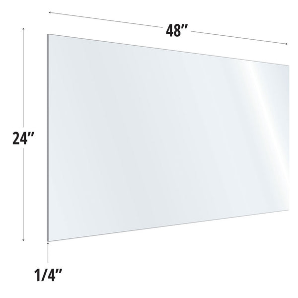 SafeGuard Barrier Clear Acrylic Screen with Square Edges - 48"W x 24"H