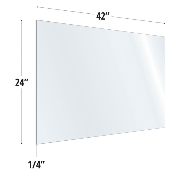 SafeGuard Barrier Clear Acrylic Screen with Square Edges - 42"W x 24"H