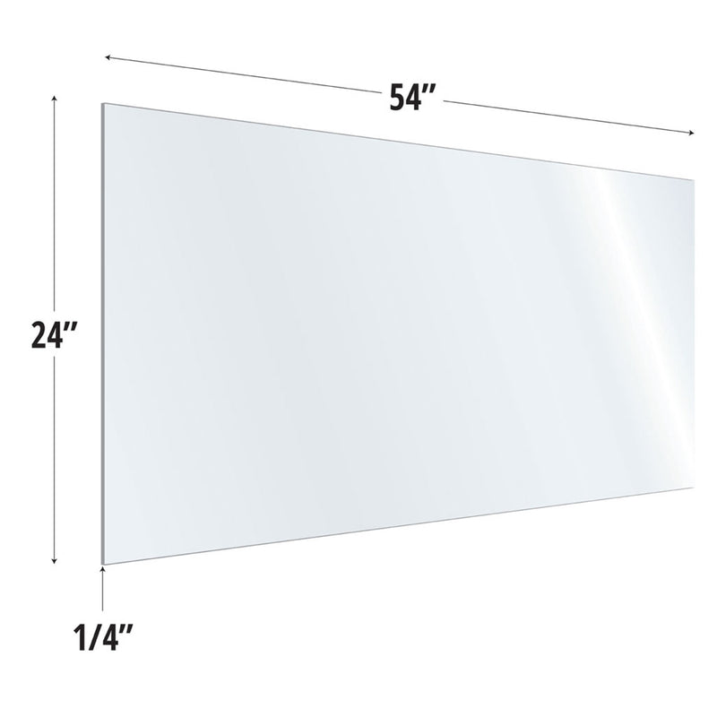 SafeGuard Barrier Clear Acrylic Screen with Square Edges - 54"W x 24"H