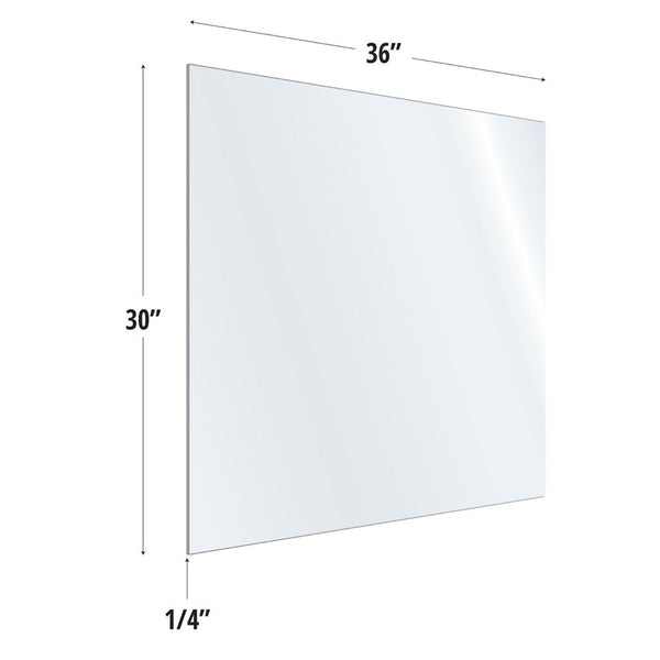 SafeGuard Barrier Clear Acrylic Screen with Square Edges - 36"W x 30"H