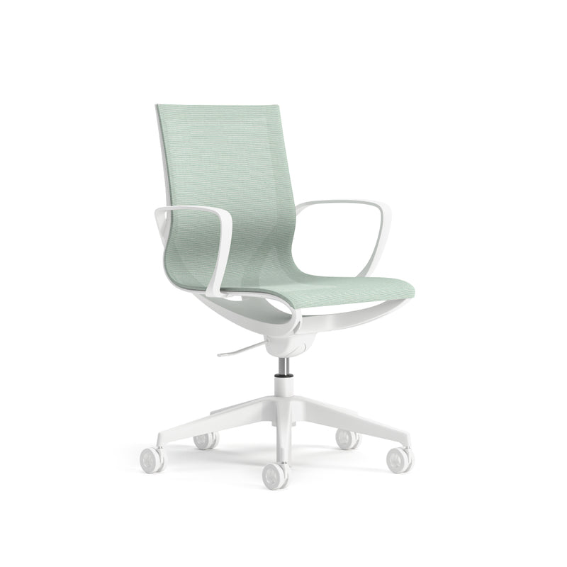 Roya White Frame, Teal Mesh Lite Task/Conference Chair