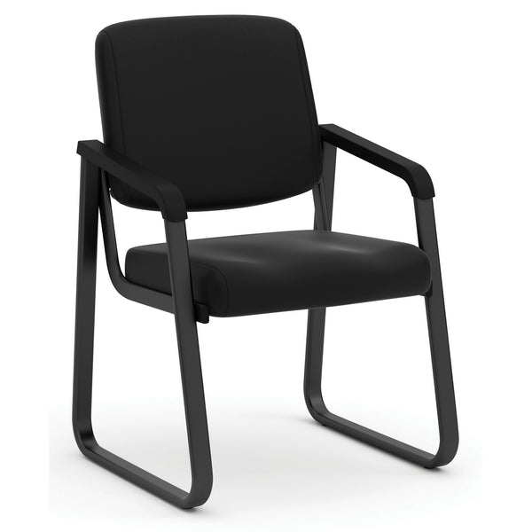 OfficeSource | Value Collection | Sled Base Guest Chair with Antimicrobial Vinyl Upholstery and Black Frame
