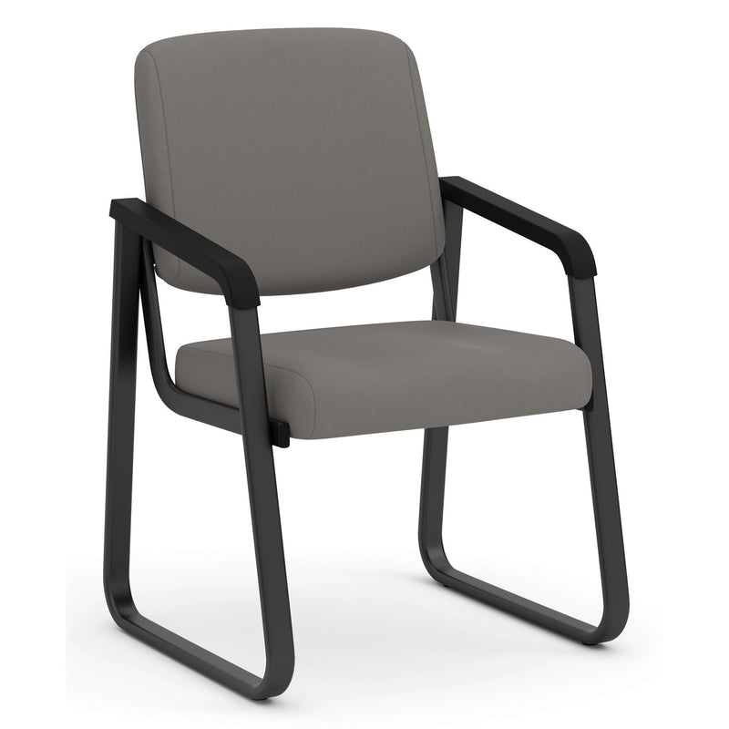 OfficeSource | Value Collection | Sled Base Guest Chair with Antimicrobial Vinyl Upholstery and Black Frame