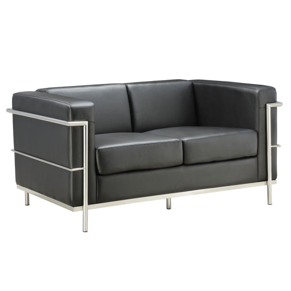 OfficeSource Madison Collection Loveseat with Chrome Exposed Frame