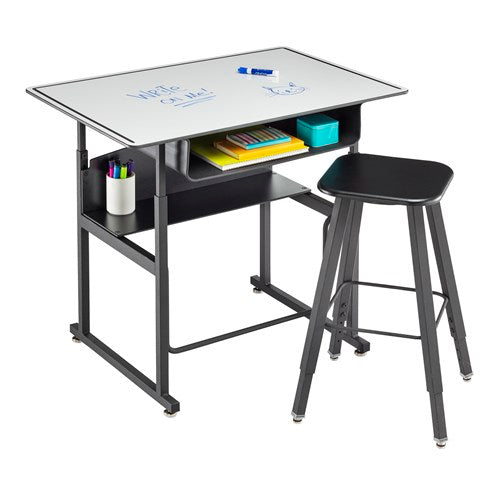 AlphaBetter® Adjustable-Height Stand-Up Desk, 36 x 24" with Book Box and Swinging Footrest Bar