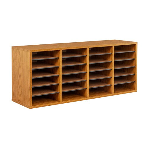 Wood Adjustable Literature Organizer, 24 Compartment
