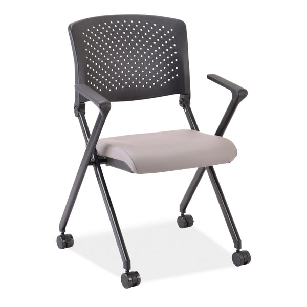 OfficeSource Julep Collection Nesting Chair with Arms and Casters, Black Frame