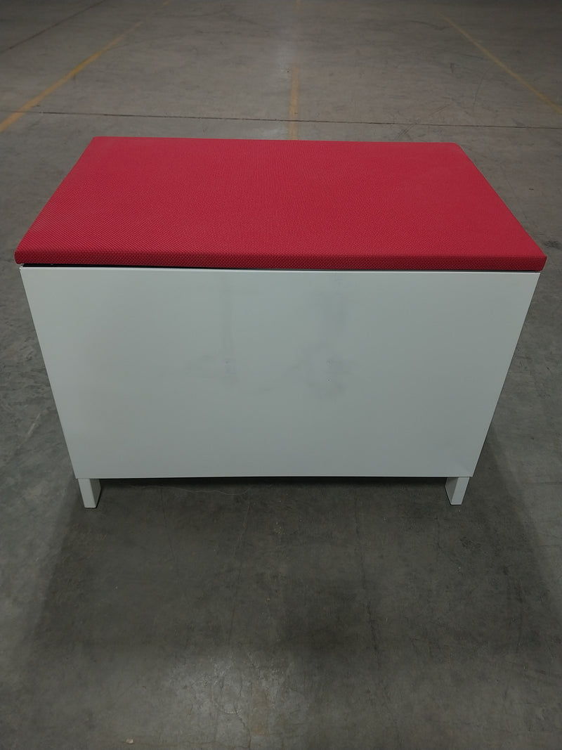 Herman Miller Locking Box/File Cabinet With Red Cushion Top | Used/Pre-Owned