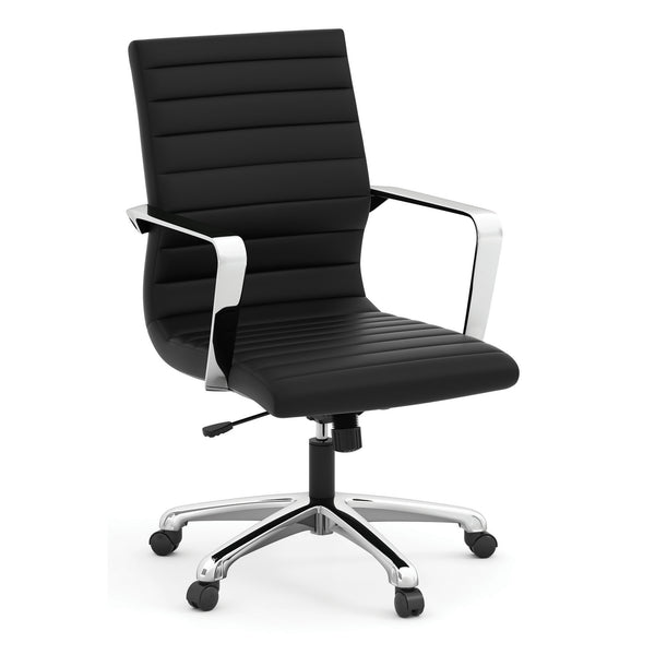 OfficeSource | Tre Lite Collection | Executive Mid Back Chair with Chrome Frame