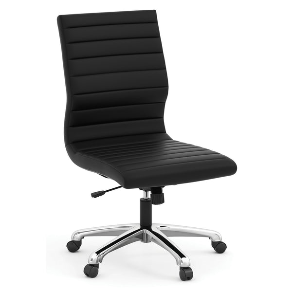OfficeSource | Tre Lite Collection | Armless Executive Mid Back Chair with Chrome Frame