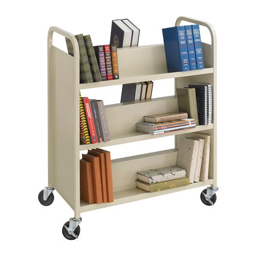 Steel Double-Sided Book Cart - 6 Shelves