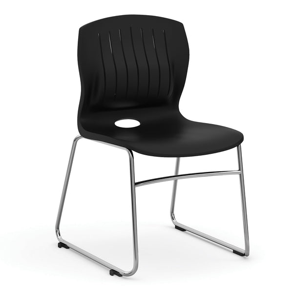 OfficeSource Slash Collection Armless Sled Base Stack Chair with Chrome Frame