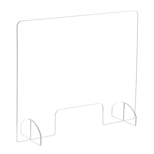 Portable Freestanding 23-1/2"H Acrylic Sneeze Guard with Document Pass-Through